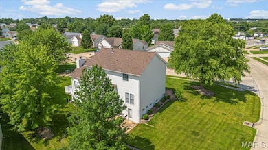 Aerial perspective of suburban area