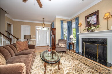 Family Room features crown molding, gas fireplace