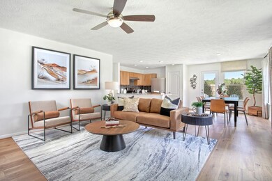 The open concept great room, dining and kitchen ma