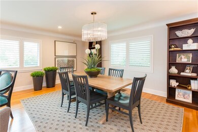Dining space with designer chandelier