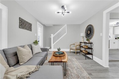 View of hardwood floored living room