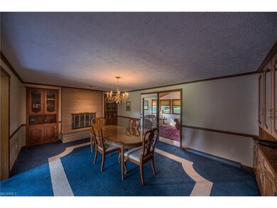 Huge dining room with fireplace.