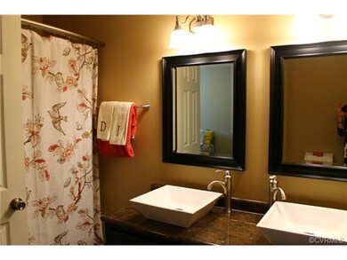 The private Master bath has double vessel sinks. N