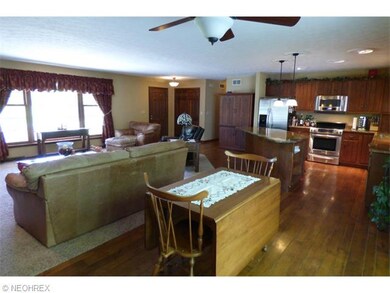 View of the Great Room, Dining Area and Kitchen fr