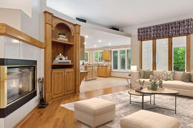 Virtually staged family room.