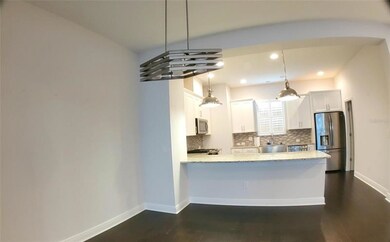 View from the living area to the kitchen