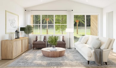 Great room with triple windows