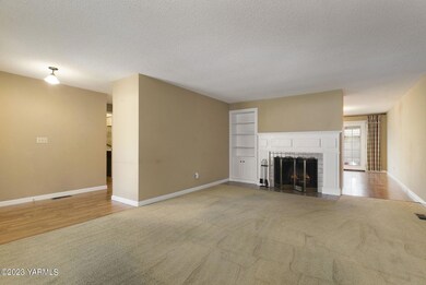 Fireplace & bookshelves in living room