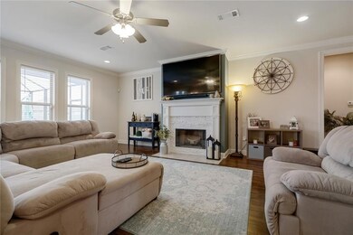 Family Room with Wood burning Fireplace