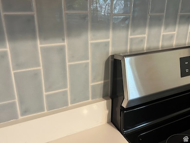 Detailed view of stainless steel range