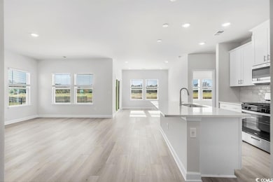 Kitchen with appliances with stainless steel finis