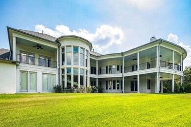 Rear view of property with a yard, ceiling fan, an