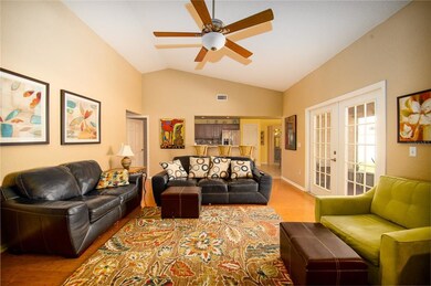 View into the kitchen from the Family room.
