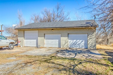 View of detached garage