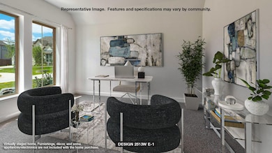 Sitting room with an office area, carpet floors, 