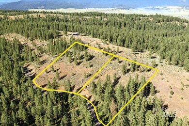 Aerial overview of property's location with property boundaries highlighted and a heavily wooded area