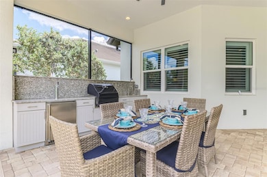 Nicely equipped summer kitchen.