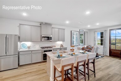 Kitchen with sink, gray cabinets, light hardwood / wood-style floors, stainless steel appliances, and a kitchen bar