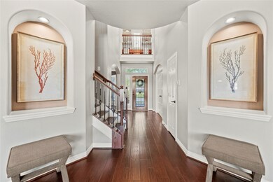 The stunning entryway welcomes you with rich engin
