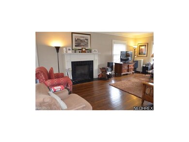 Open and bright living room with wood floors, fire