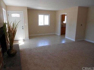 Large living room with fireplace and fresh carpet