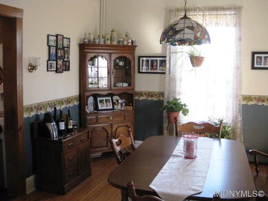 Large, bright dining room.