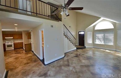 Stamped concrete flooring, open floor plan
