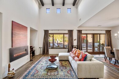 Living Room with Beamed Ceilings
