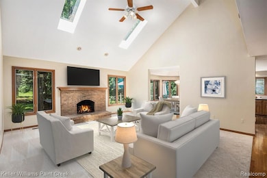 Great room with Vaulted ceilings  Natural Fireplace Bridge