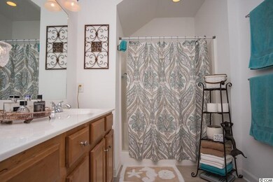 Double vanity, shower, hidden commode