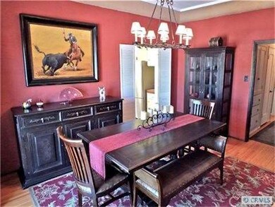 Dining room with beautiful chandelier