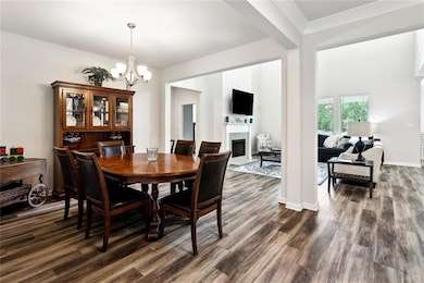 View into formal dining area and living room