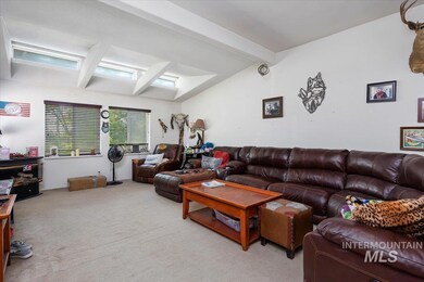Living room with carpet floors