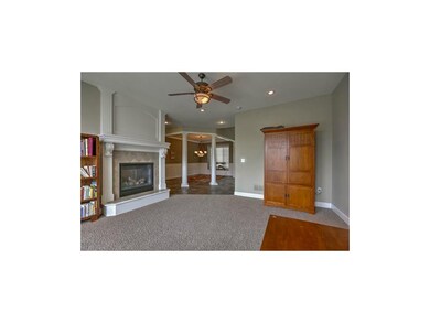 Fireplace (see through) in Great room.  Dining Roo