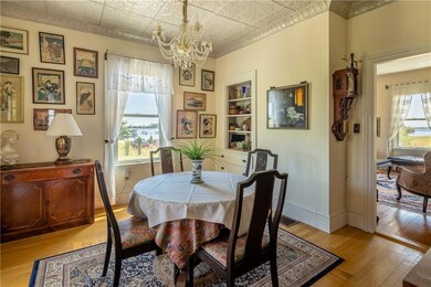 Formal dining room with lovely ceilings.