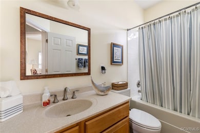 The hall bath has been renovated with new toilet a