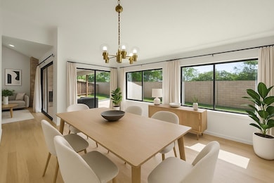 Dining space featuring light wood-style floors, a