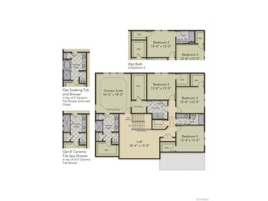 Second Floor Layout - home has the opt bath in bed
