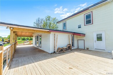 Deck with entrance into basement area