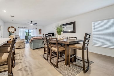 View of tiled dining area