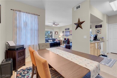 Dining room featuring a ceiling fan