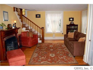 Living Room With wood burning fireplace