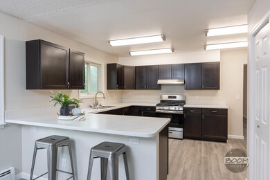 Remodeled kitchen open to dining