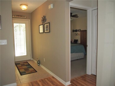 Foyer with leaded glass door