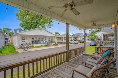 Wooden deck with ceiling fan