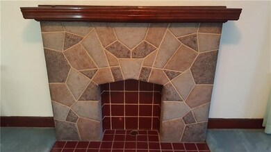 Beautiful decorative stone fireplace in the living