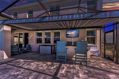 Outside bar area with  lighting