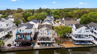 Aerial view with a residential view and a water view