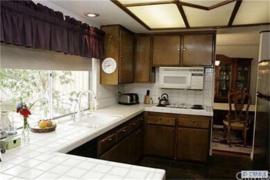 Bright kitchen looks into backyard