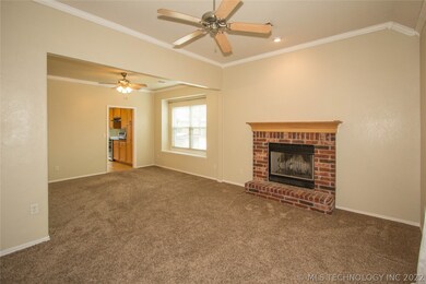 2 living spaces, one with wood-burning fireplace